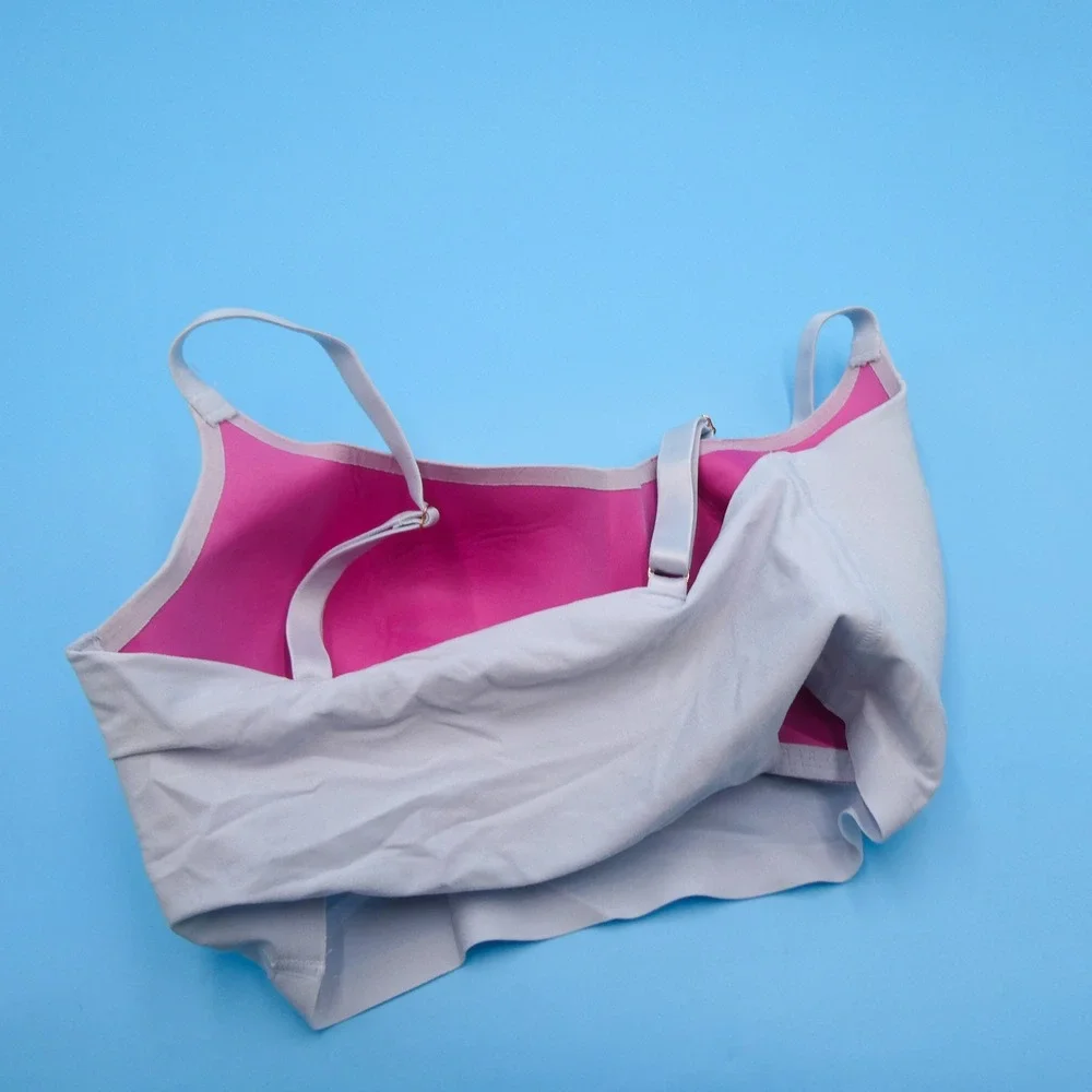 PINK Bralette Womens Small DD Wireless Lightly‎ Lined Grey Pink Recycled Nylon